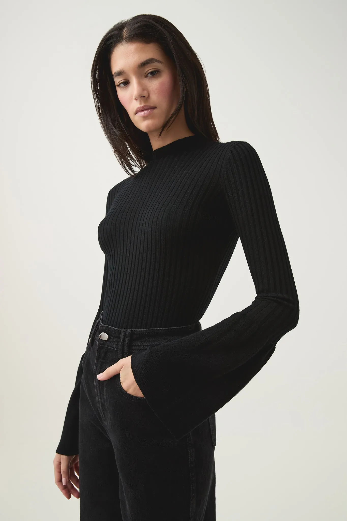 Flute Bell Sleeve Knit Top