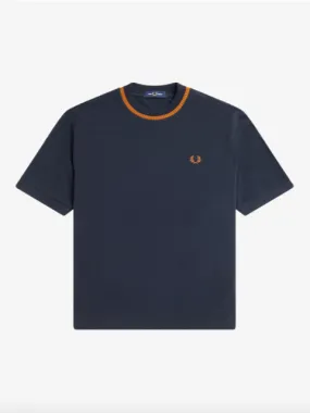 Fred Perry Crew Neck Pique T-Shirt/Navy R87 - New HS24