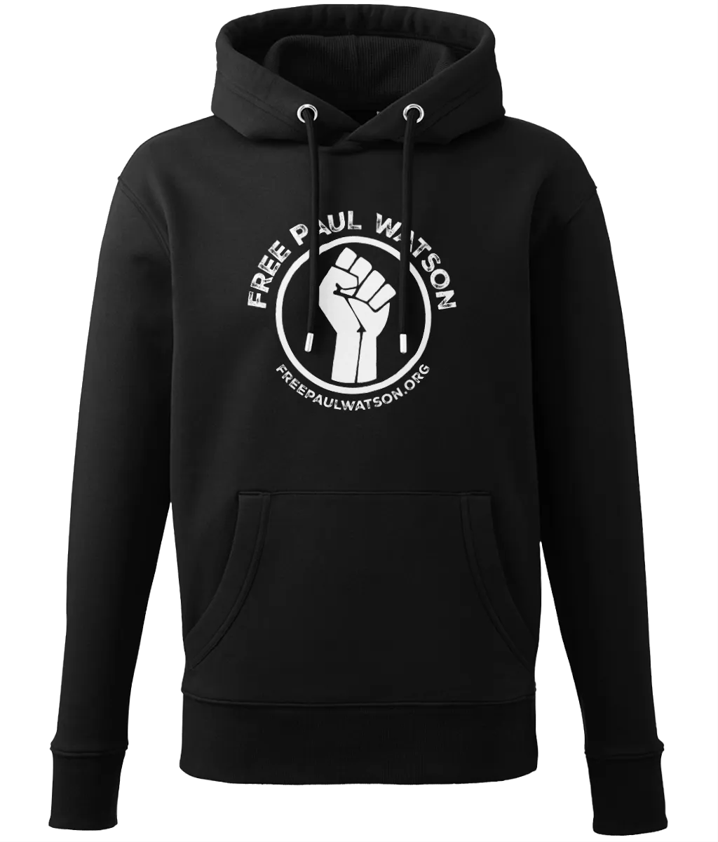 #FREEPAULWATSON - Fist Logo Unisex Hoodie (White Ink)