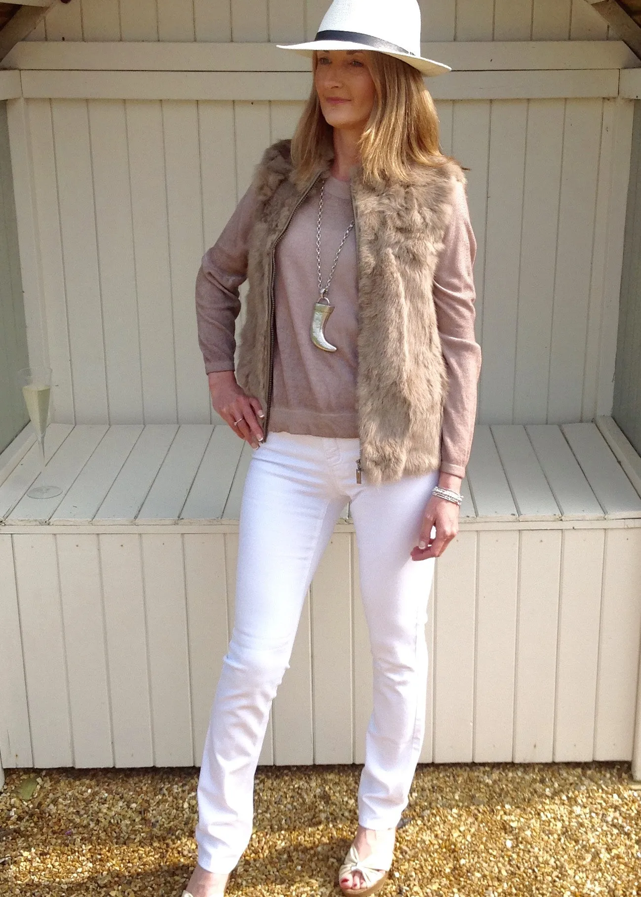 Fur Gilet in Mocha by Feathers Of Italy