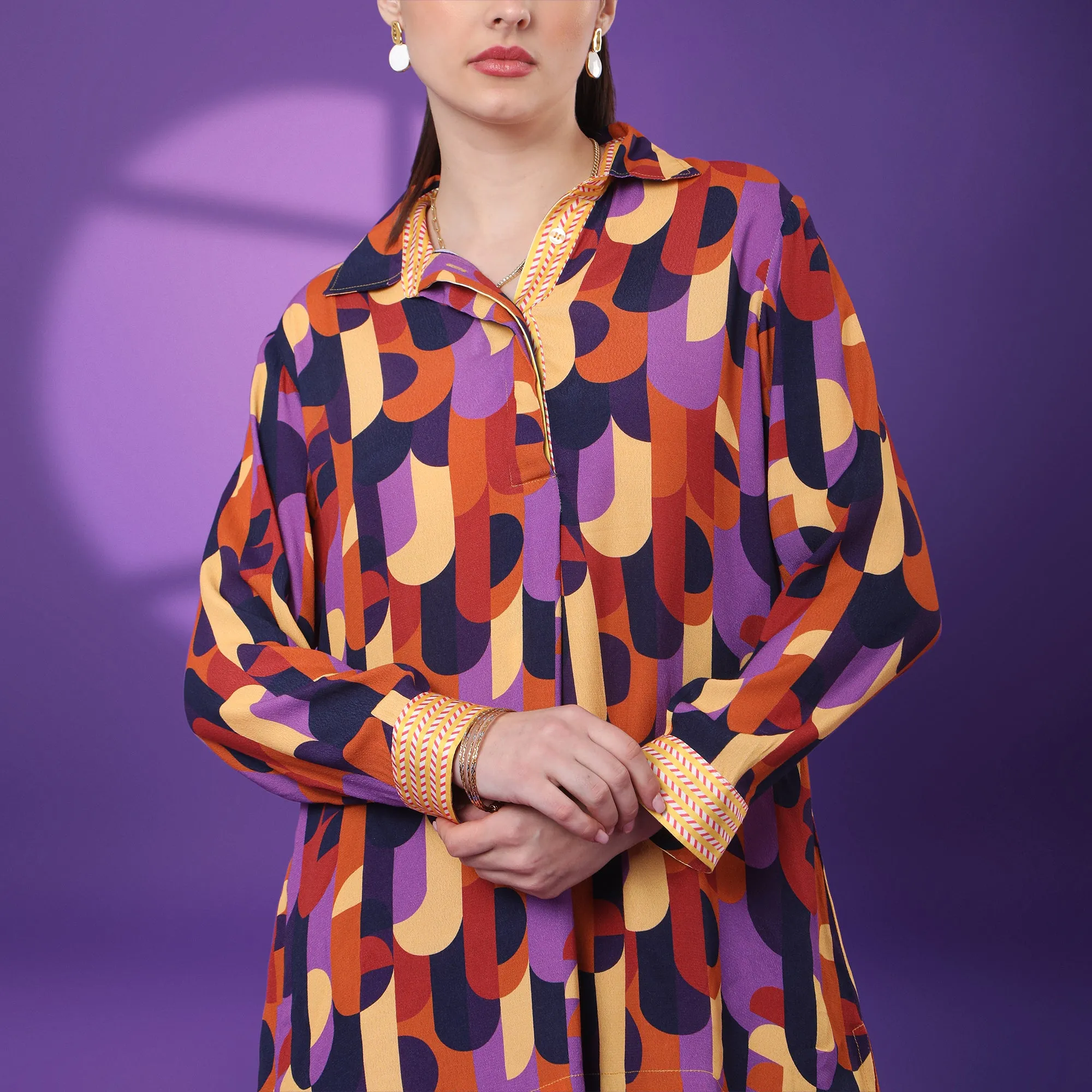 Geometric Print Tunic in Multicolor