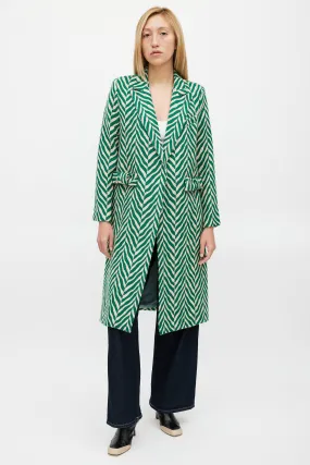 Green & Cream Wool Bow Coat