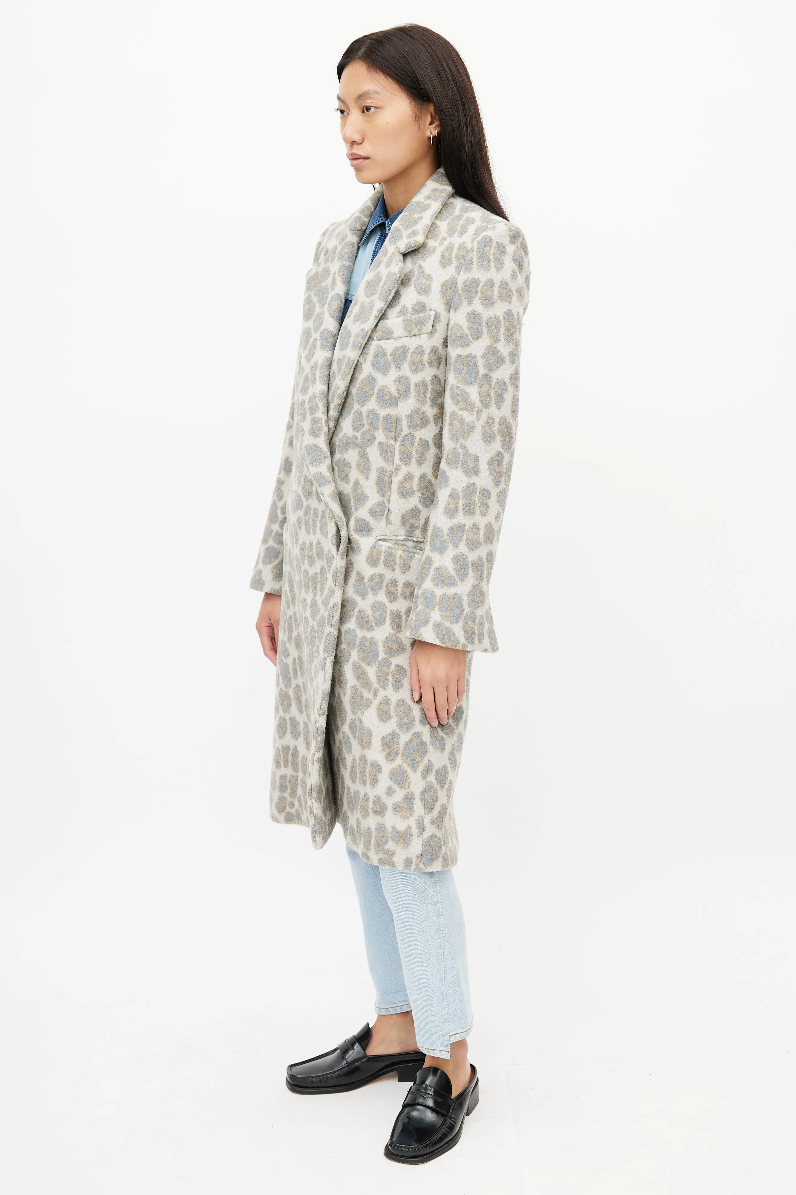 Grey & Brown Print Coat