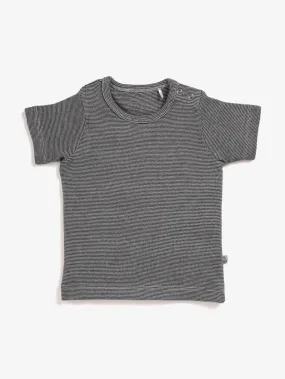 Half sleeve grey & black little boys stripe t-shirt for baby