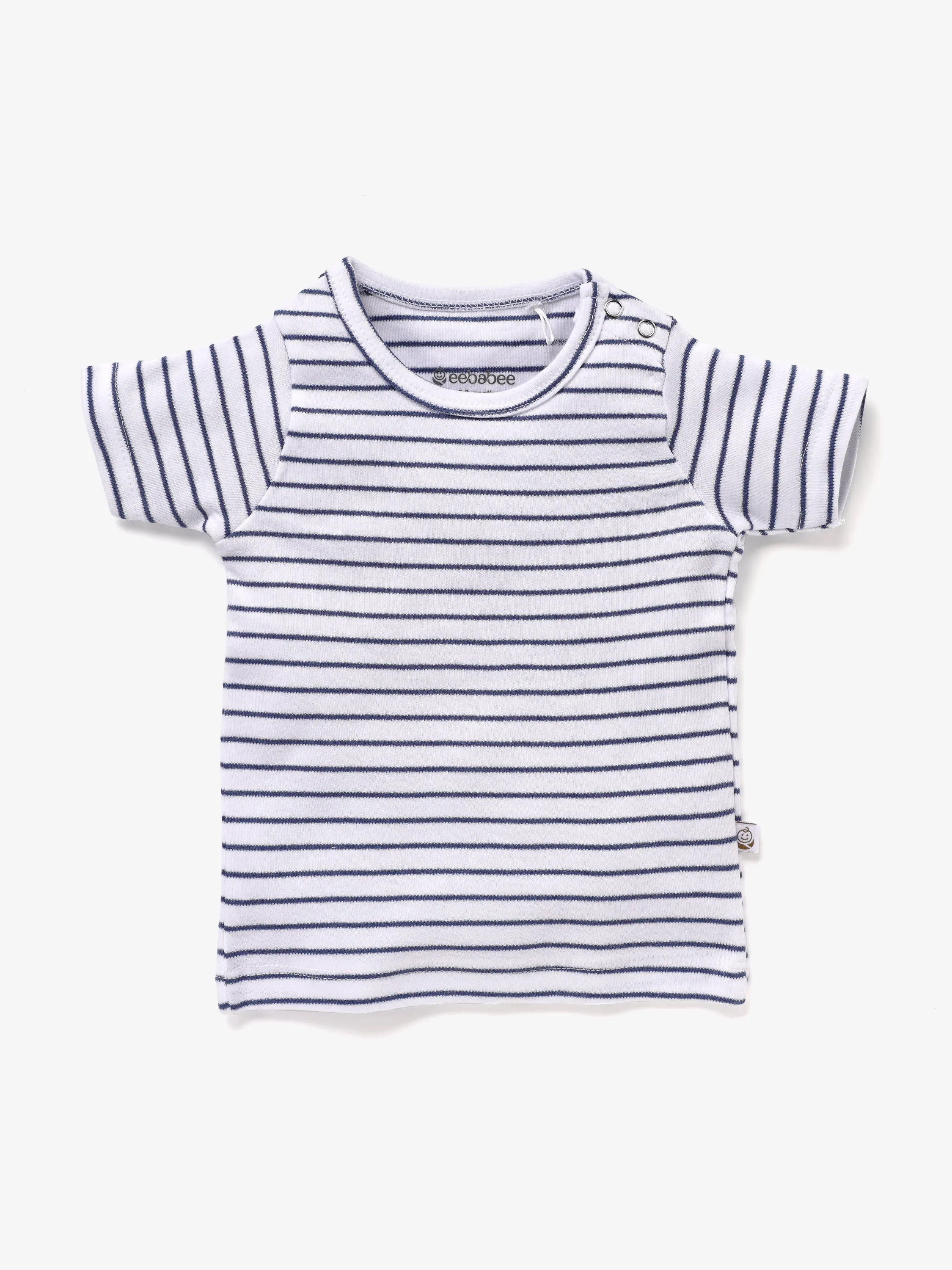 Half sleeve white & blue little boys stripe t-shirt for baby