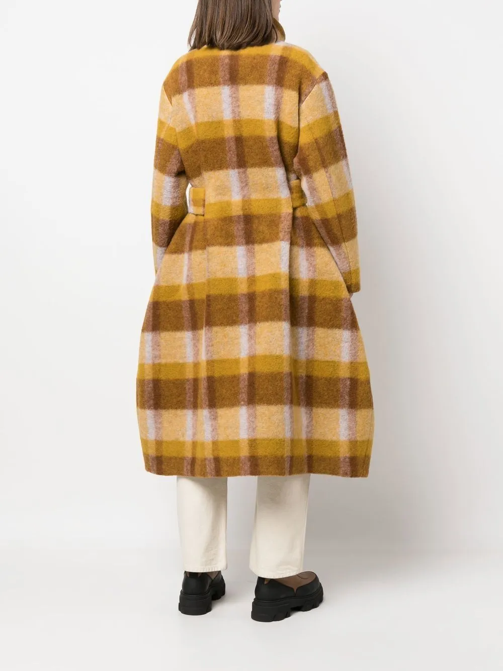 Halo Wool Coat - Brown Curry Tiles