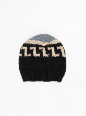 Hand Knit Pattern Beanie Black