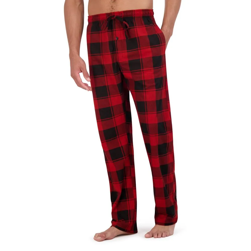 Hanes Originals Men's 2pc Comfort Fleece Sleep Pajama Set - Gray/Red Buffalo Check XL