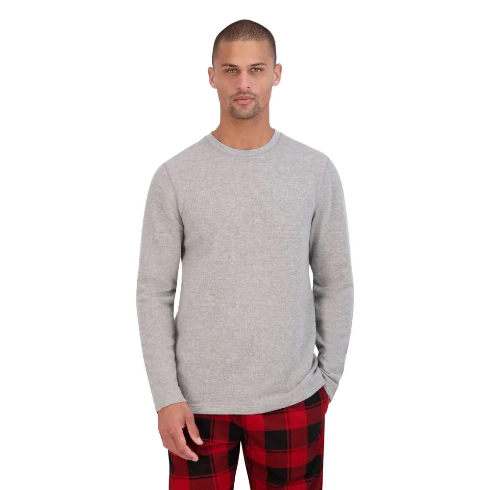 Hanes Originals Men's 2pc Comfort Fleece Sleep Pajama Set - Gray/Red Buffalo Check XL