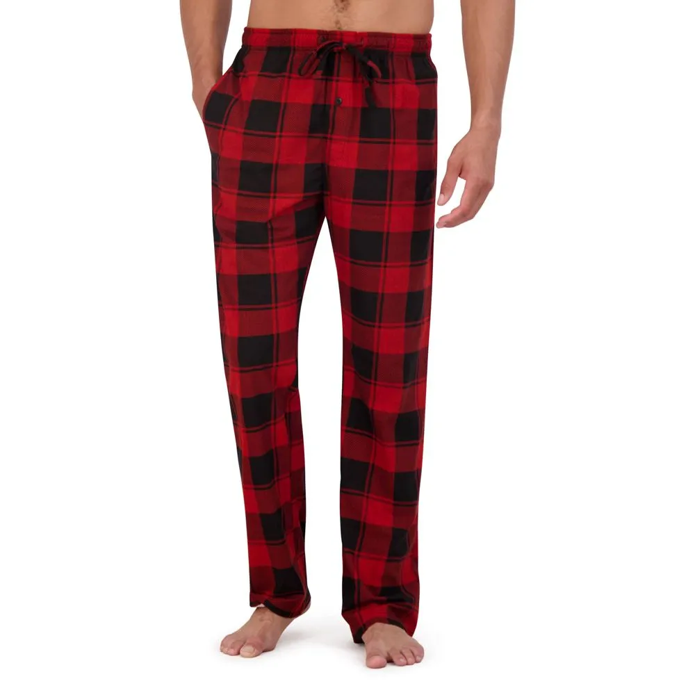 Hanes Originals Men's 2pc Comfort Fleece Sleep Pajama Set - Gray/Red Buffalo Check XL