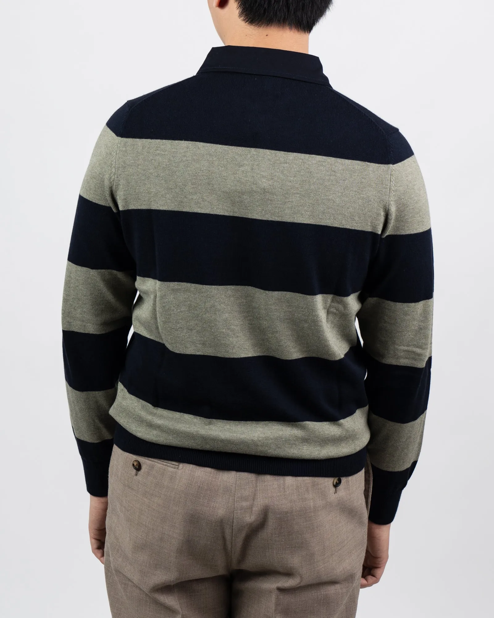 Harpford Sage/Navy Stripe Rugby Shirt