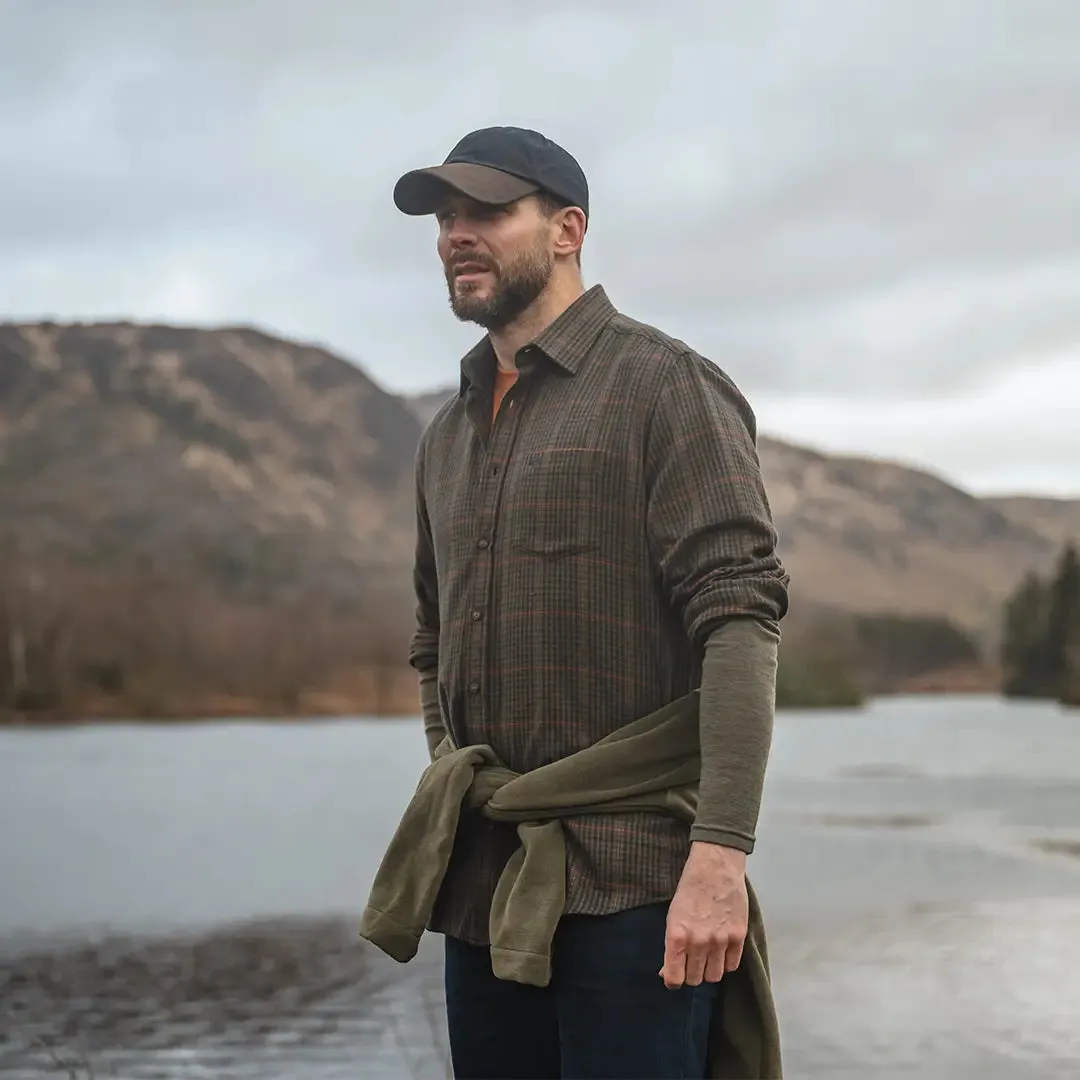 Harris Cotton & Wool Twill Check Shirt - Green by Hoggs of Fife