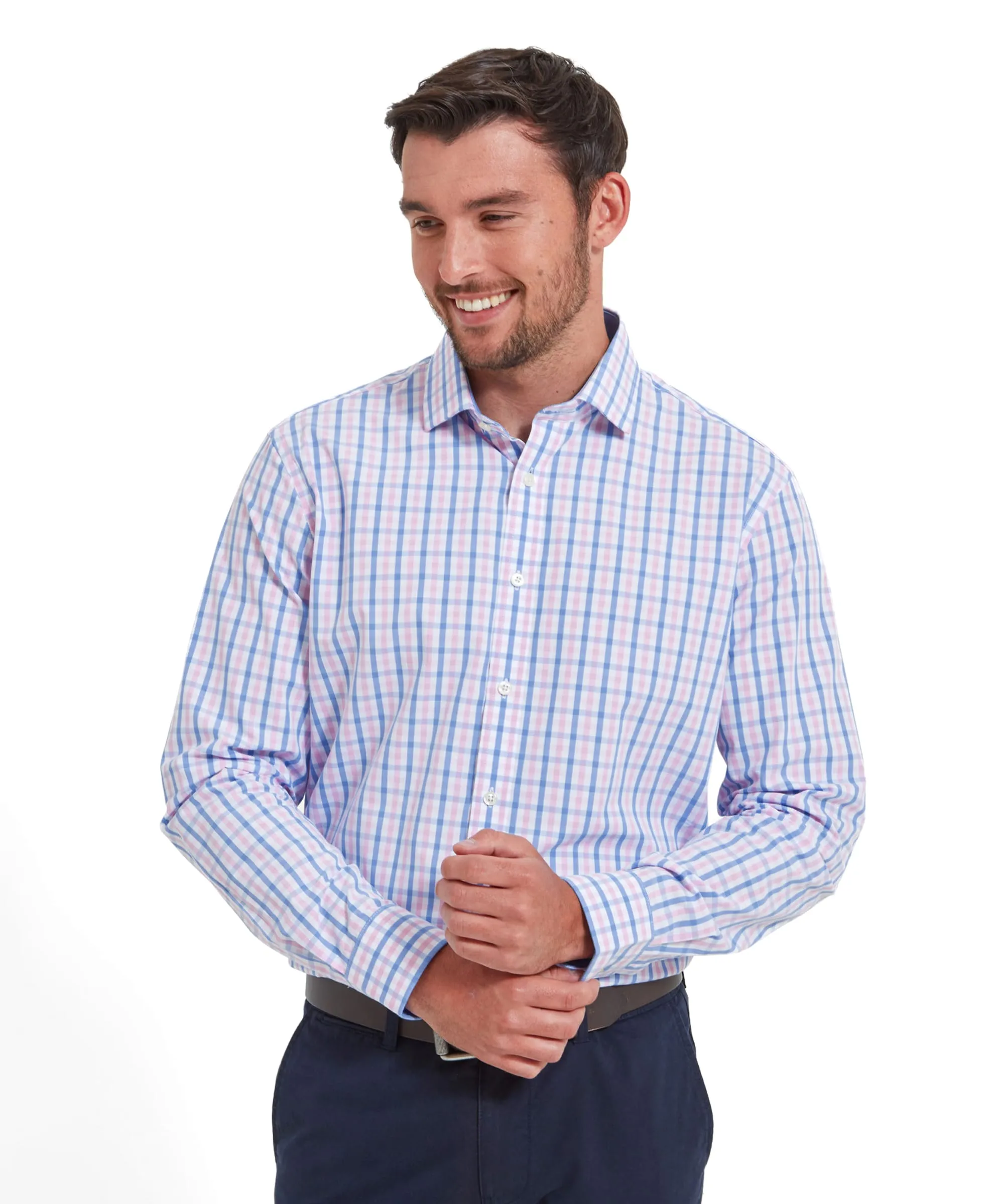 Hebden Tailored Shirt - Blue/Pink Check