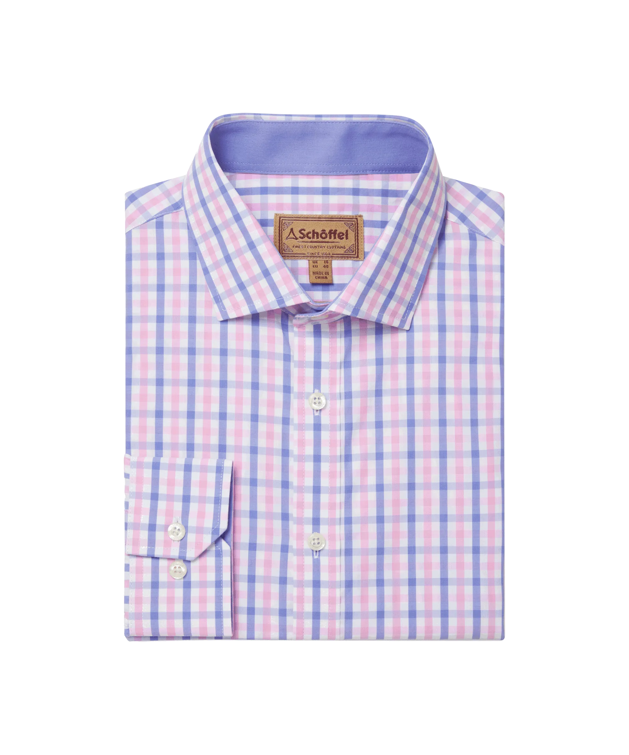 Hebden Tailored Shirt - Blue/Pink Check