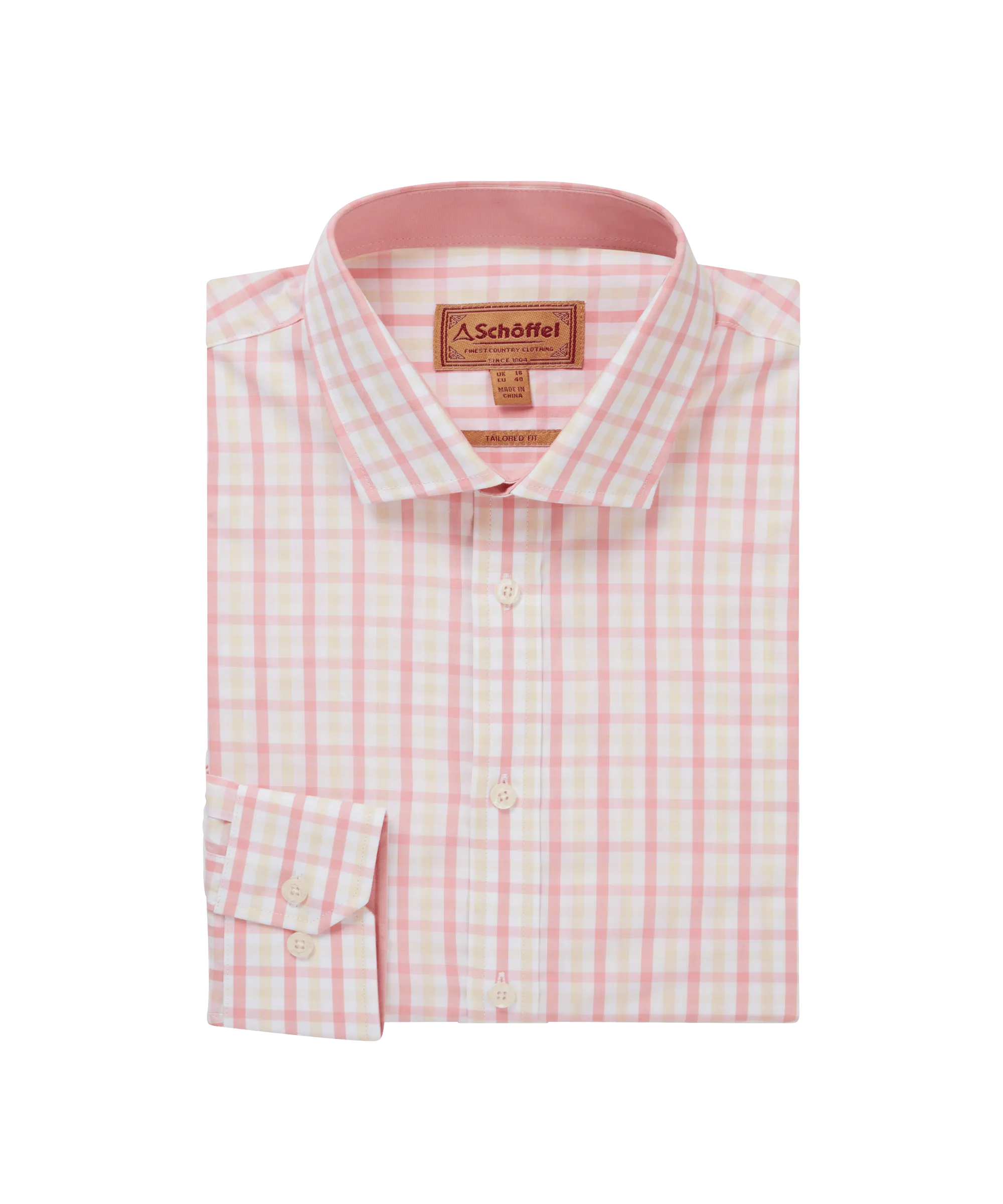 Hebden Tailored Shirt - Flamingo/Oat Check