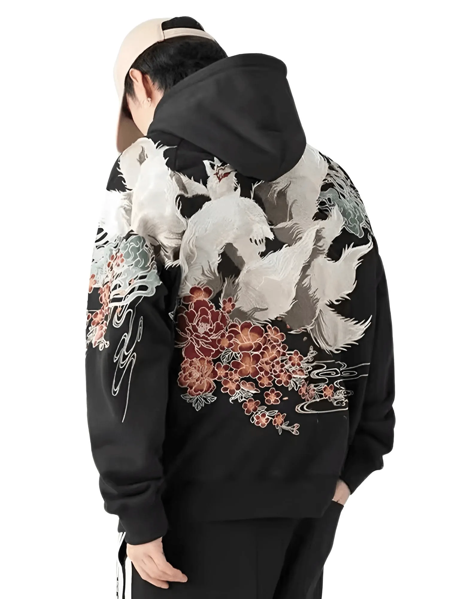 High Quality Men's Embroidery Hoodie 100% Cotton Hooded Sweatshirts Autumn Long Sleeve Black Pullover Loose Tops