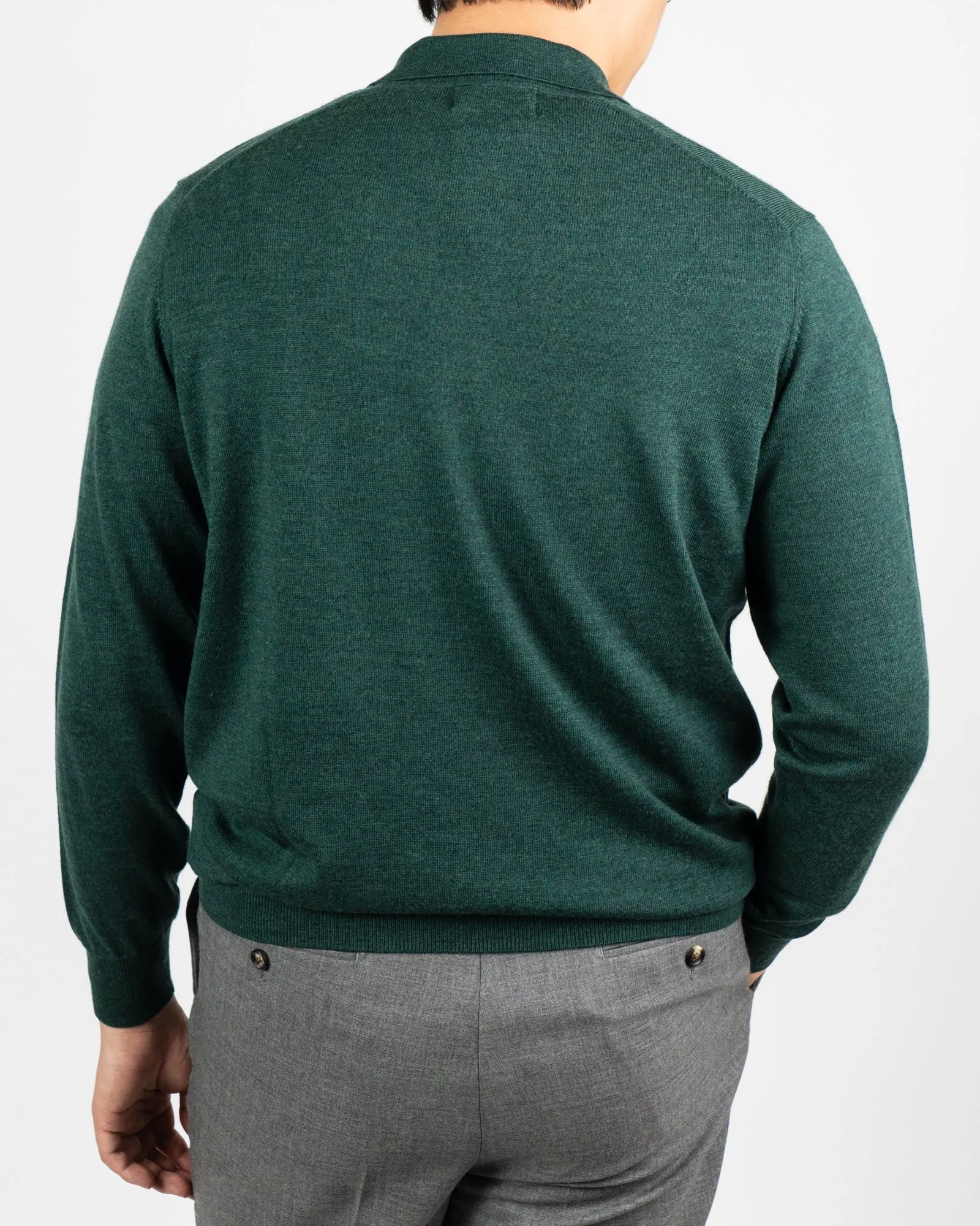 Hinhead Hunter Green Merino Wool Polo Shirt