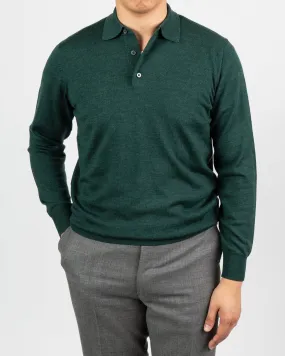 Hinhead Hunter Green Merino Wool Polo Shirt