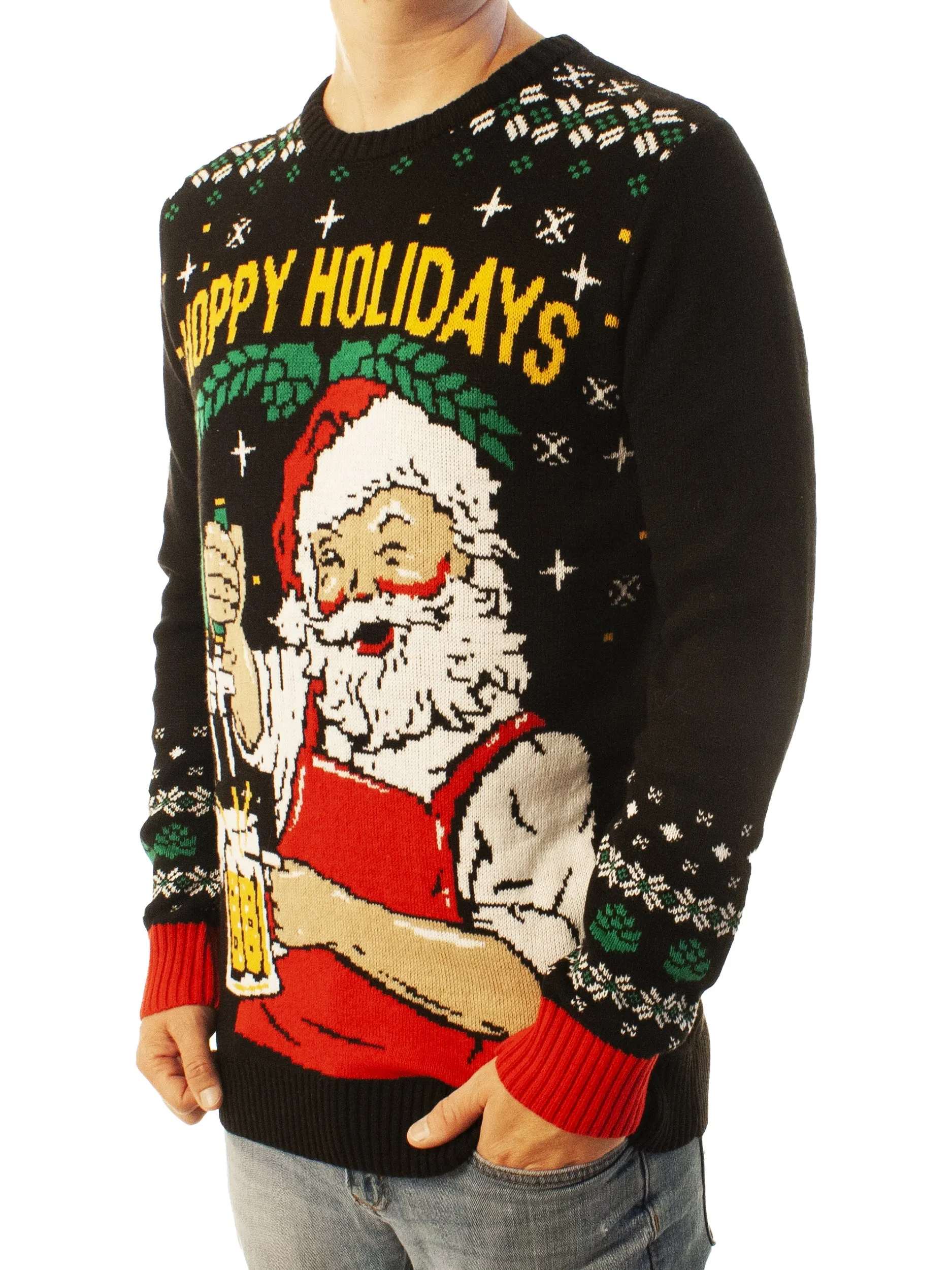 Hoppy Holidays Santa Ugly Christmas Sweater - Best Xmas Gifts For Him Or Her