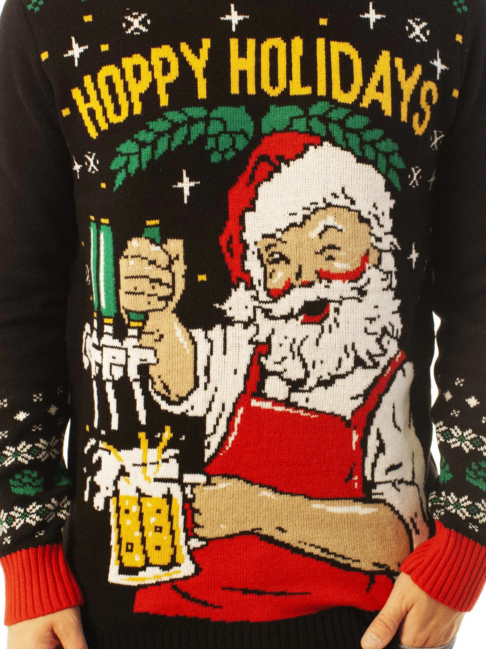 Hoppy Holidays Santa Ugly Christmas Sweater - Best Xmas Gifts For Him Or Her