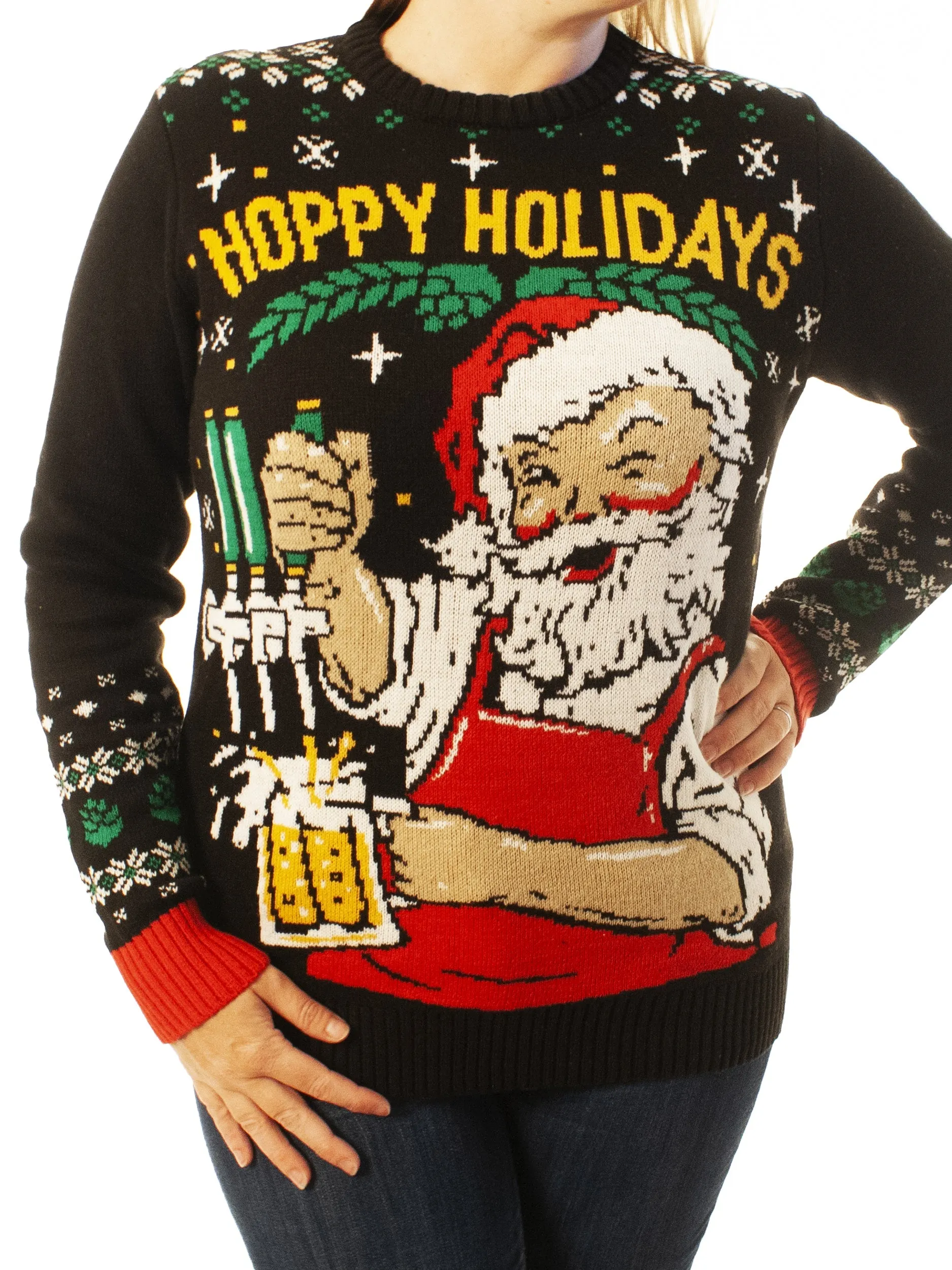 Hoppy Holidays Santa Ugly Christmas Sweater - Best Xmas Gifts For Him Or Her