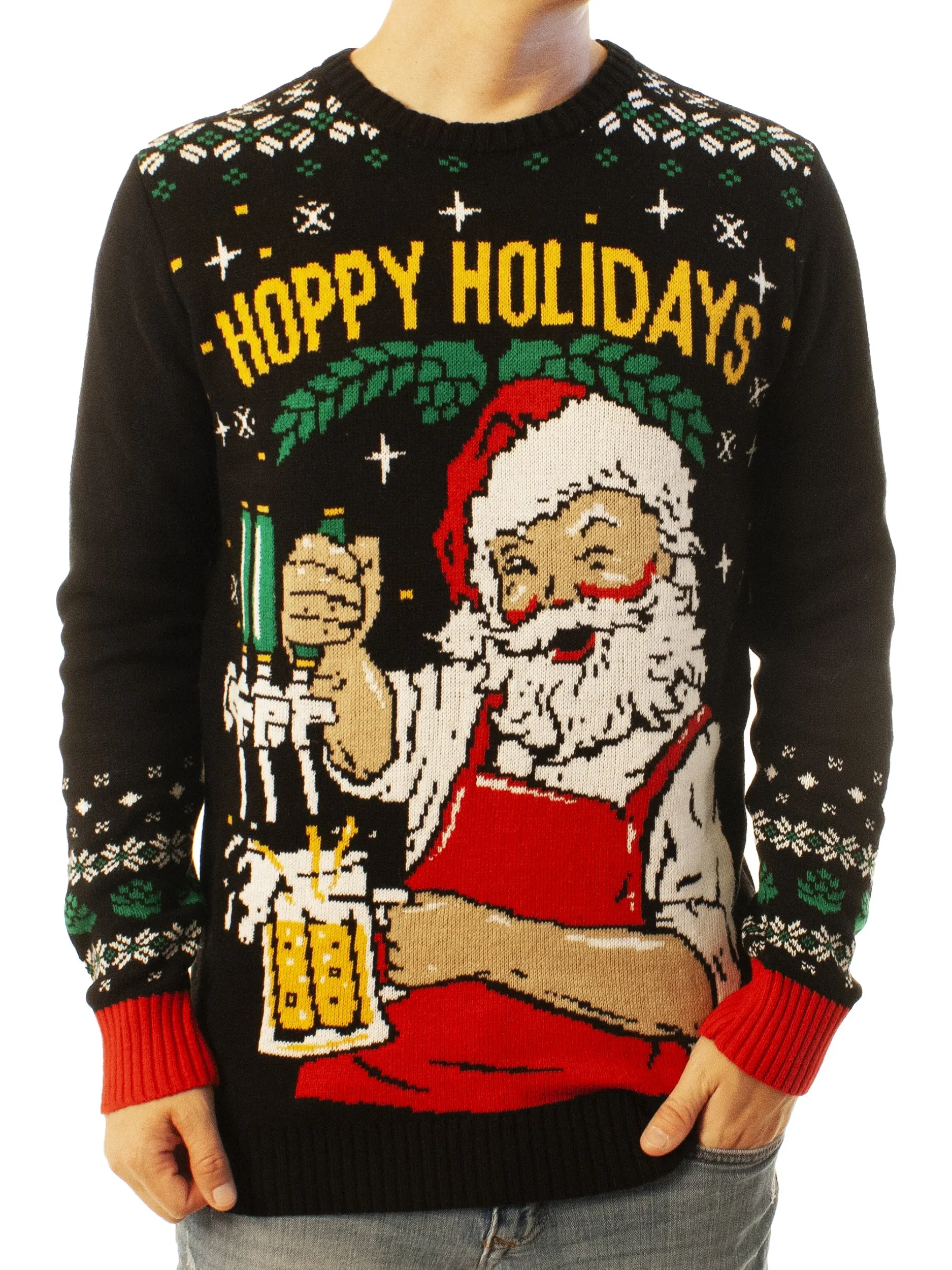 Hoppy Holidays Santa Ugly Christmas Sweater - Best Xmas Gifts For Him Or Her