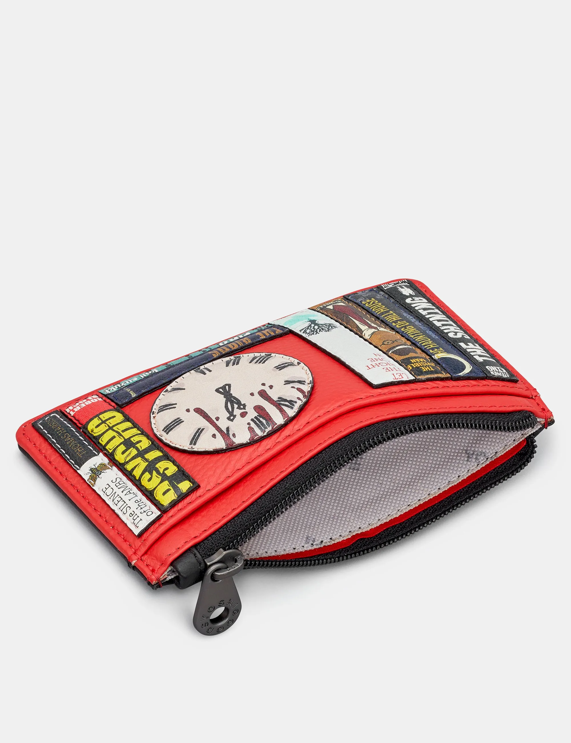 Horror Bookworm Leather Zip Top Card Holder