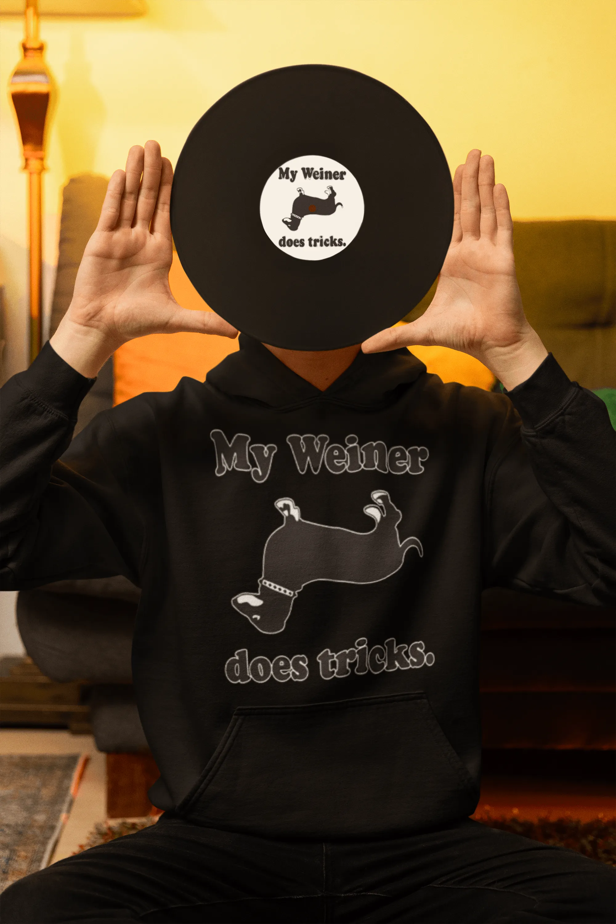 Humor Hoodie My Weiner Does Tricks Midweight Blended Cotton Unisex Pullover