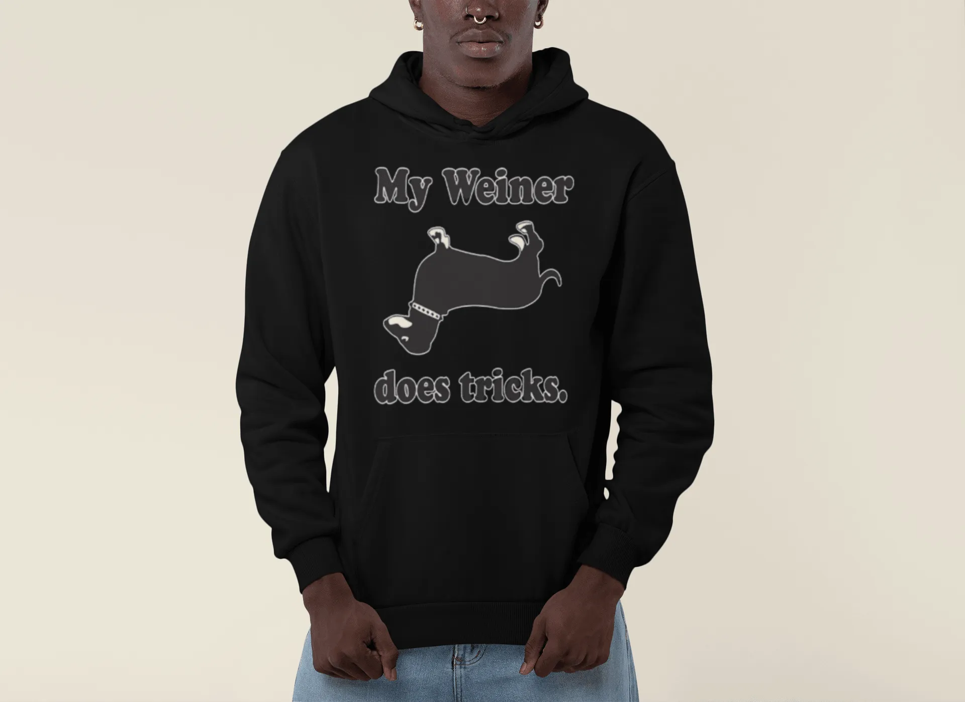 Humor Hoodie My Weiner Does Tricks Midweight Blended Cotton Unisex Pullover