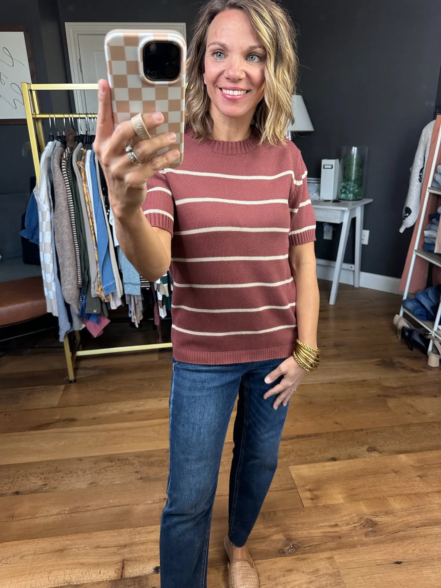 Incredible Things Striped Short Sleeve Sweater - Multiple Options