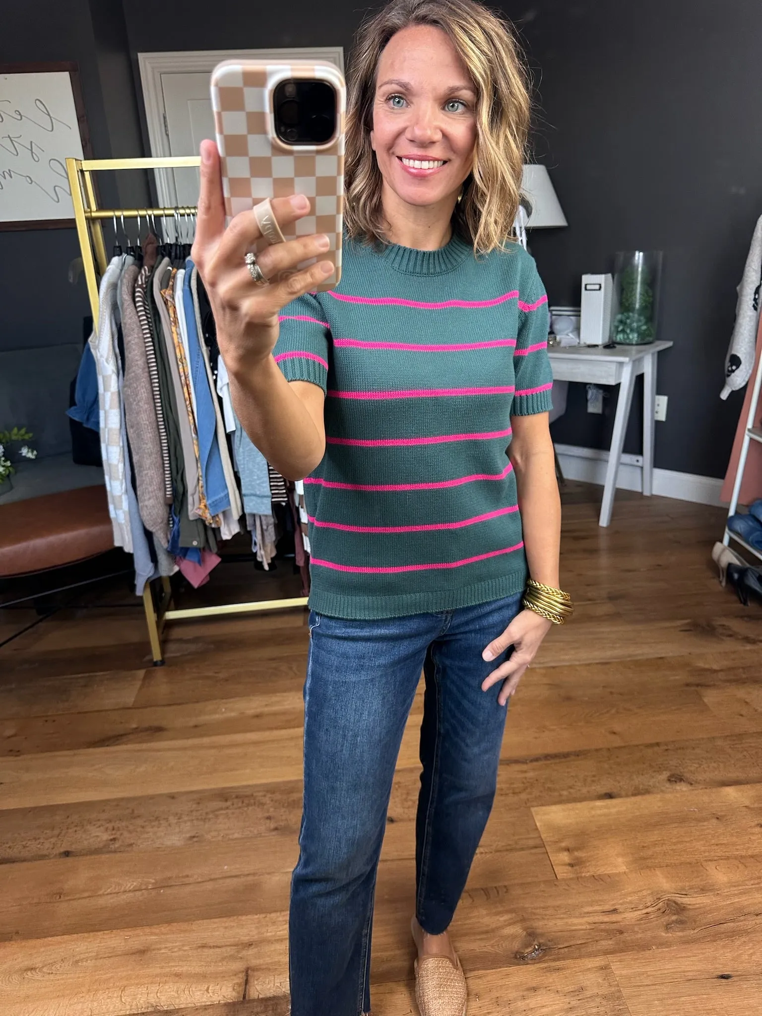 Incredible Things Striped Short Sleeve Sweater - Multiple Options