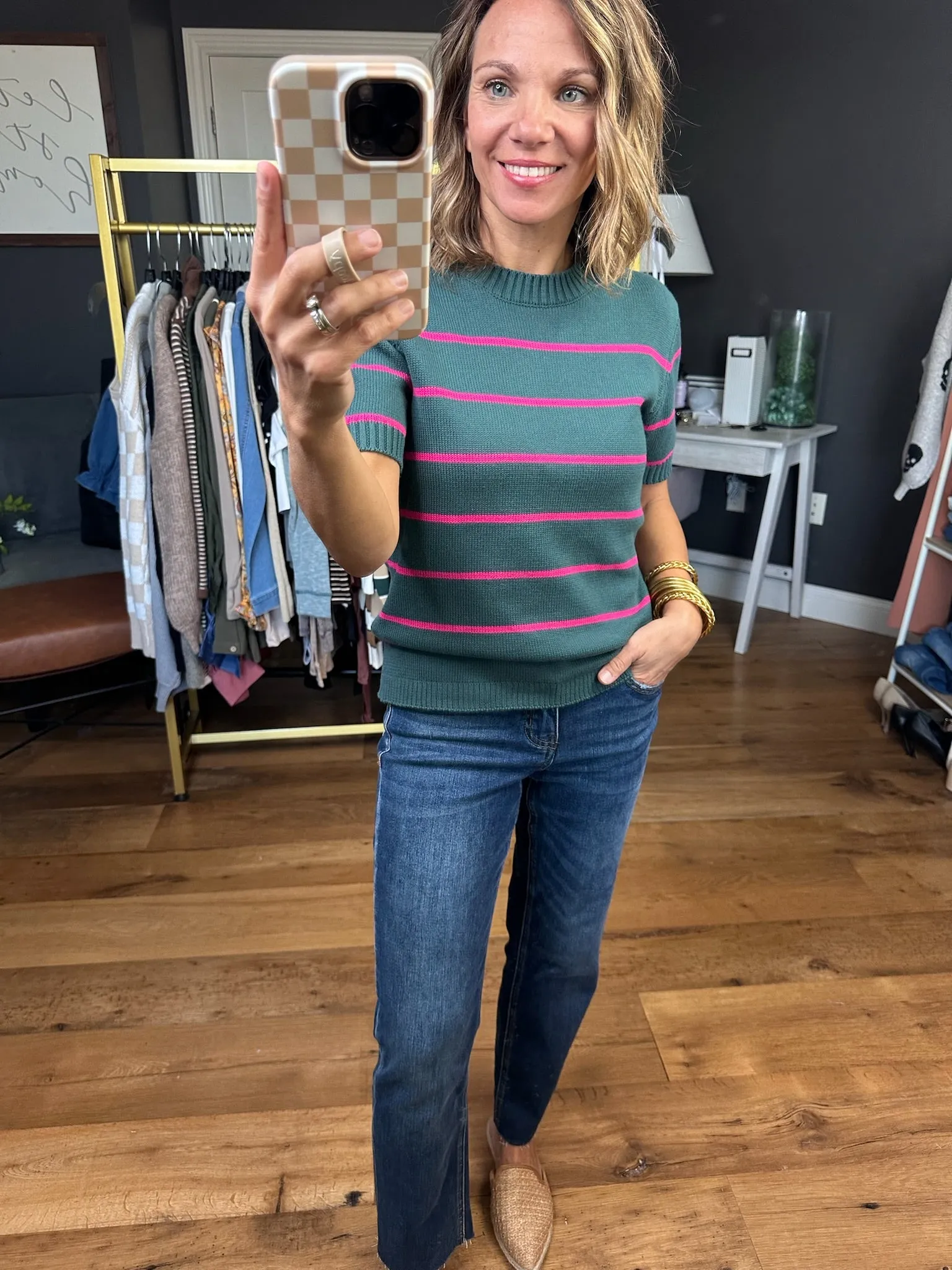 Incredible Things Striped Short Sleeve Sweater - Multiple Options