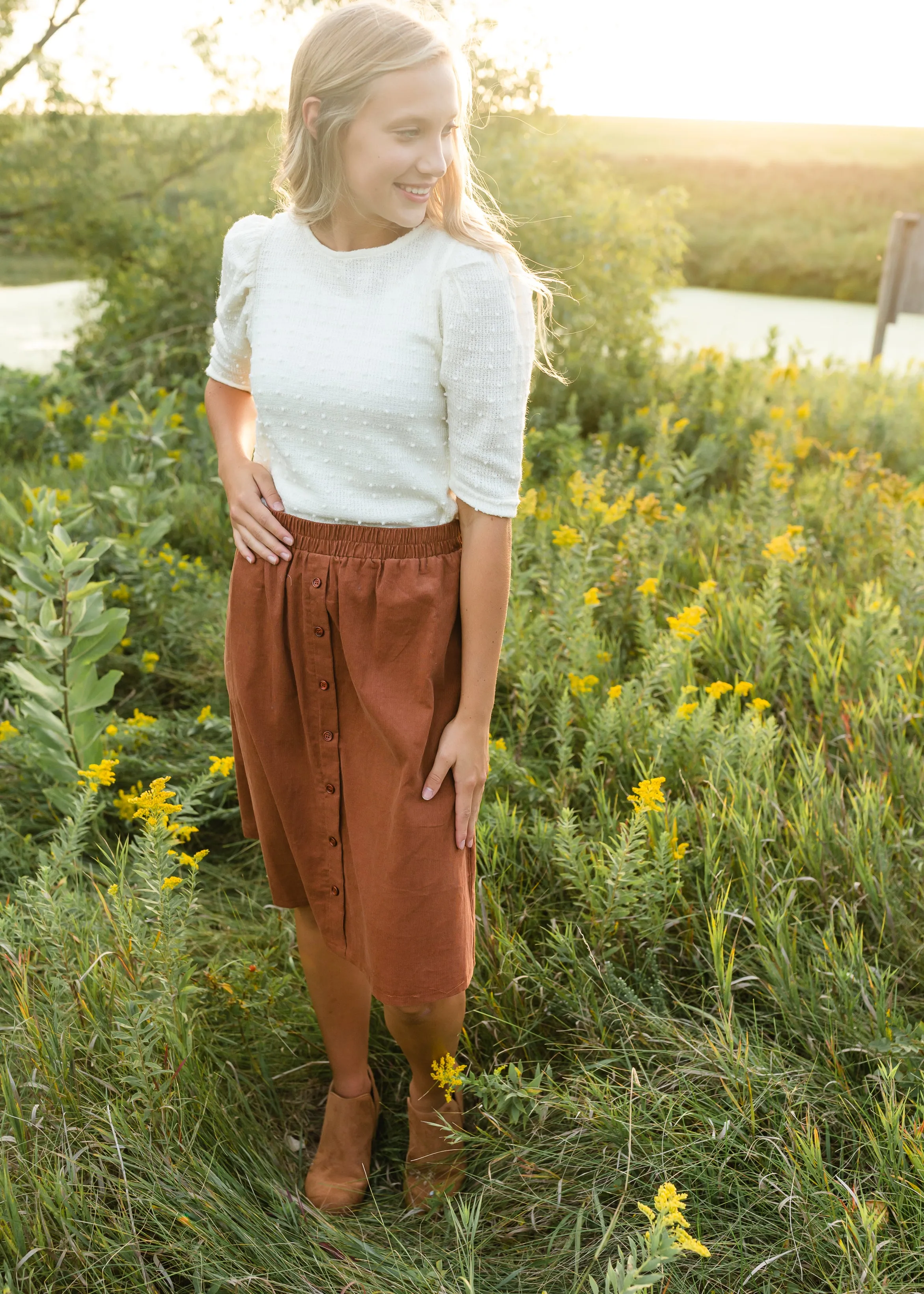 Ivory Puff Sleeve Pom Pom Sweater - FINAL SALE