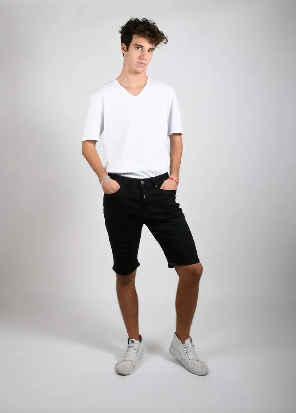 Jamie Solid Black Knitted Biker Shorts