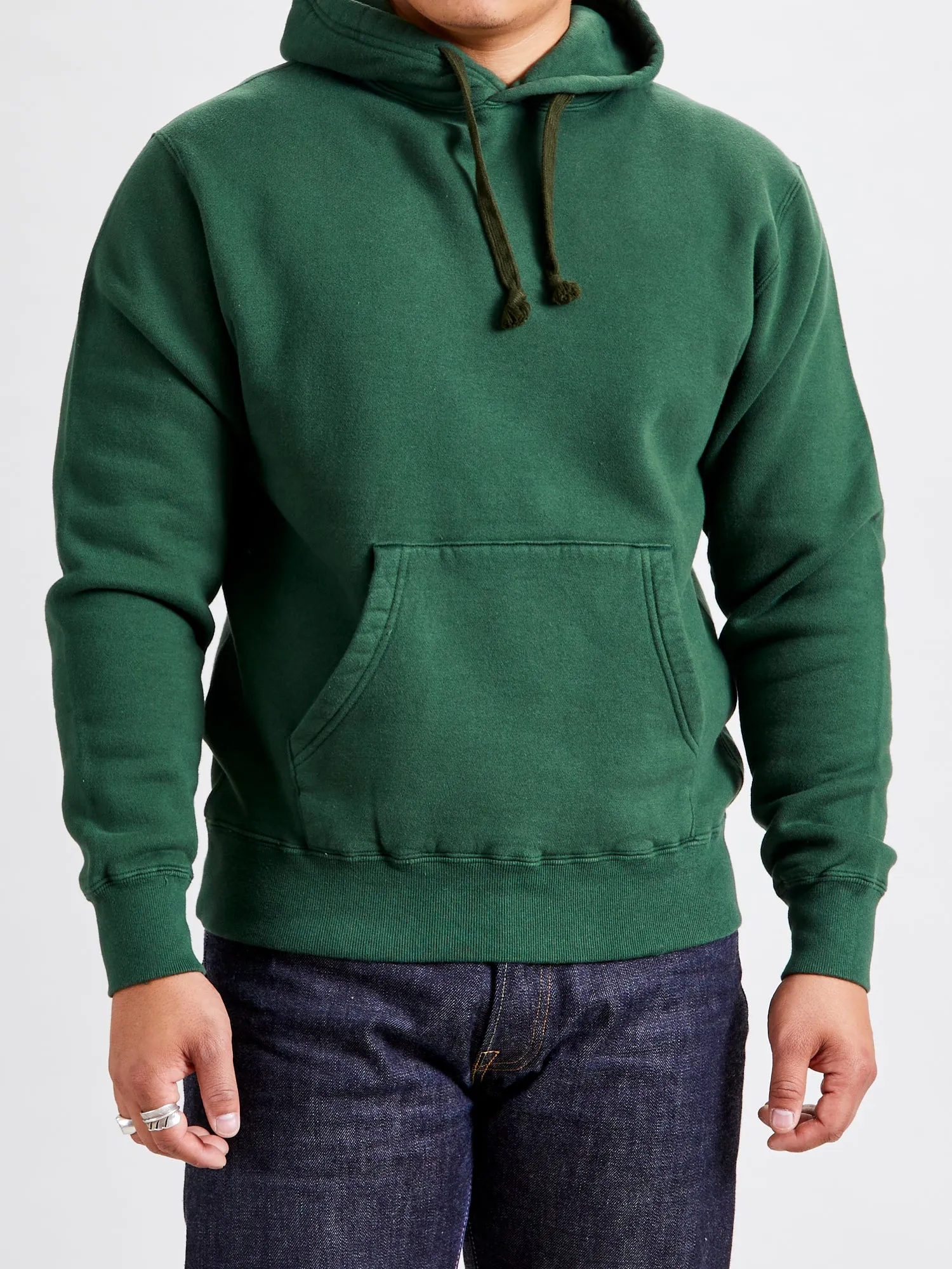 Japan-Made Fleece Hoodie in Green