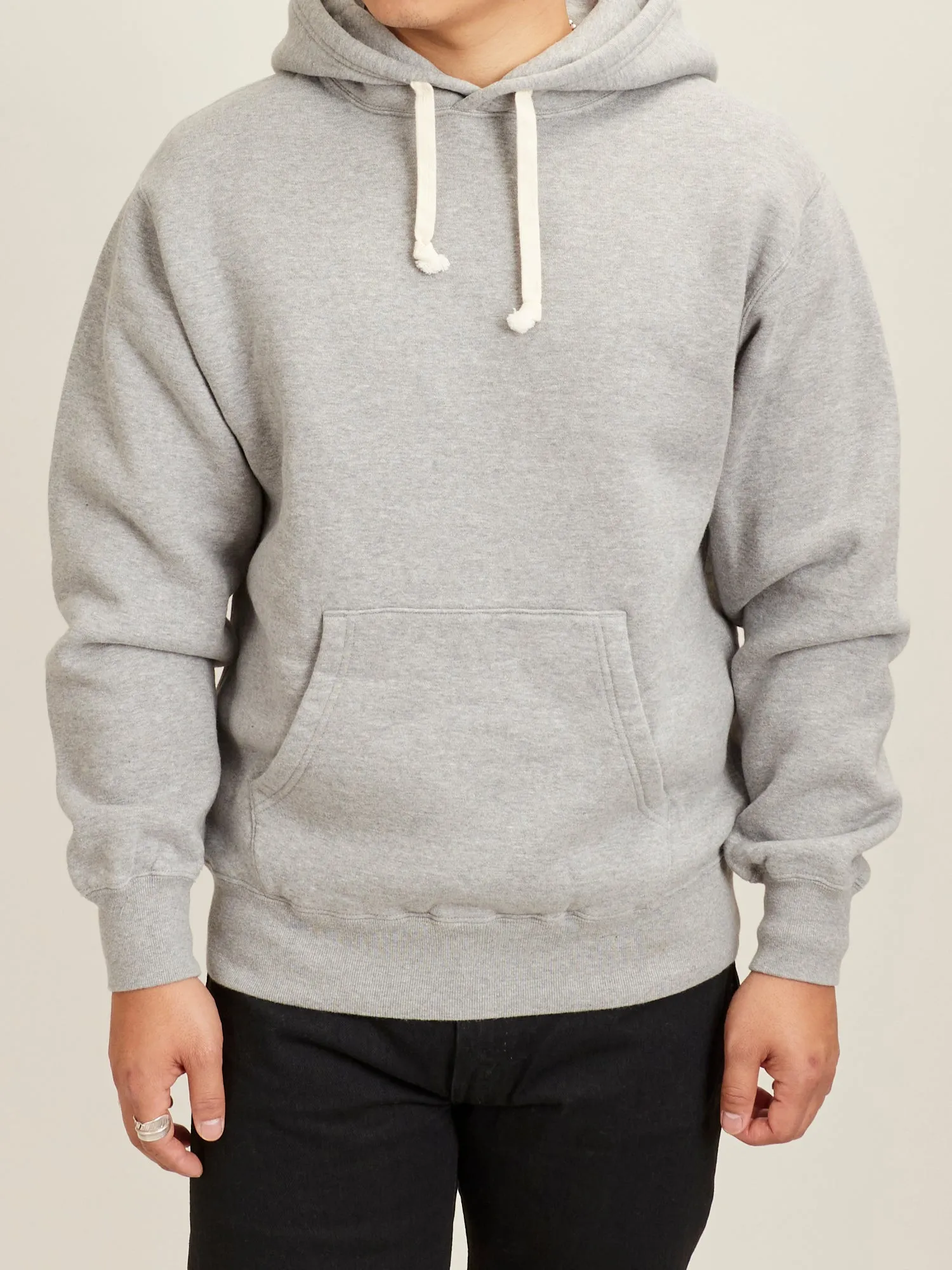 Japan-Made Fleece Hoodie in Heather Grey