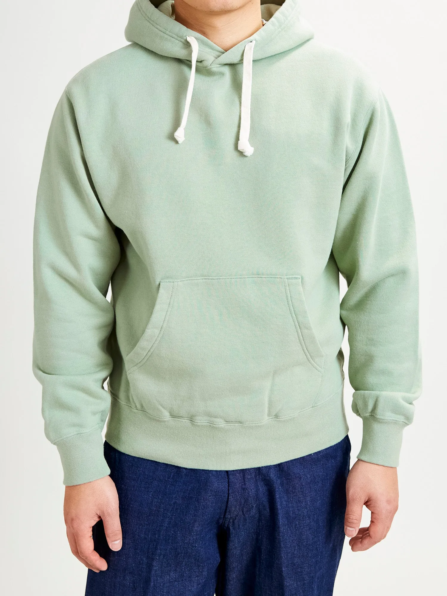 Japan-Made Fleece Hoodie in Mint Green