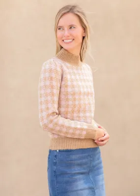 Jodene Lilac   Tan Mock Neck Sweater - FINAL SALE