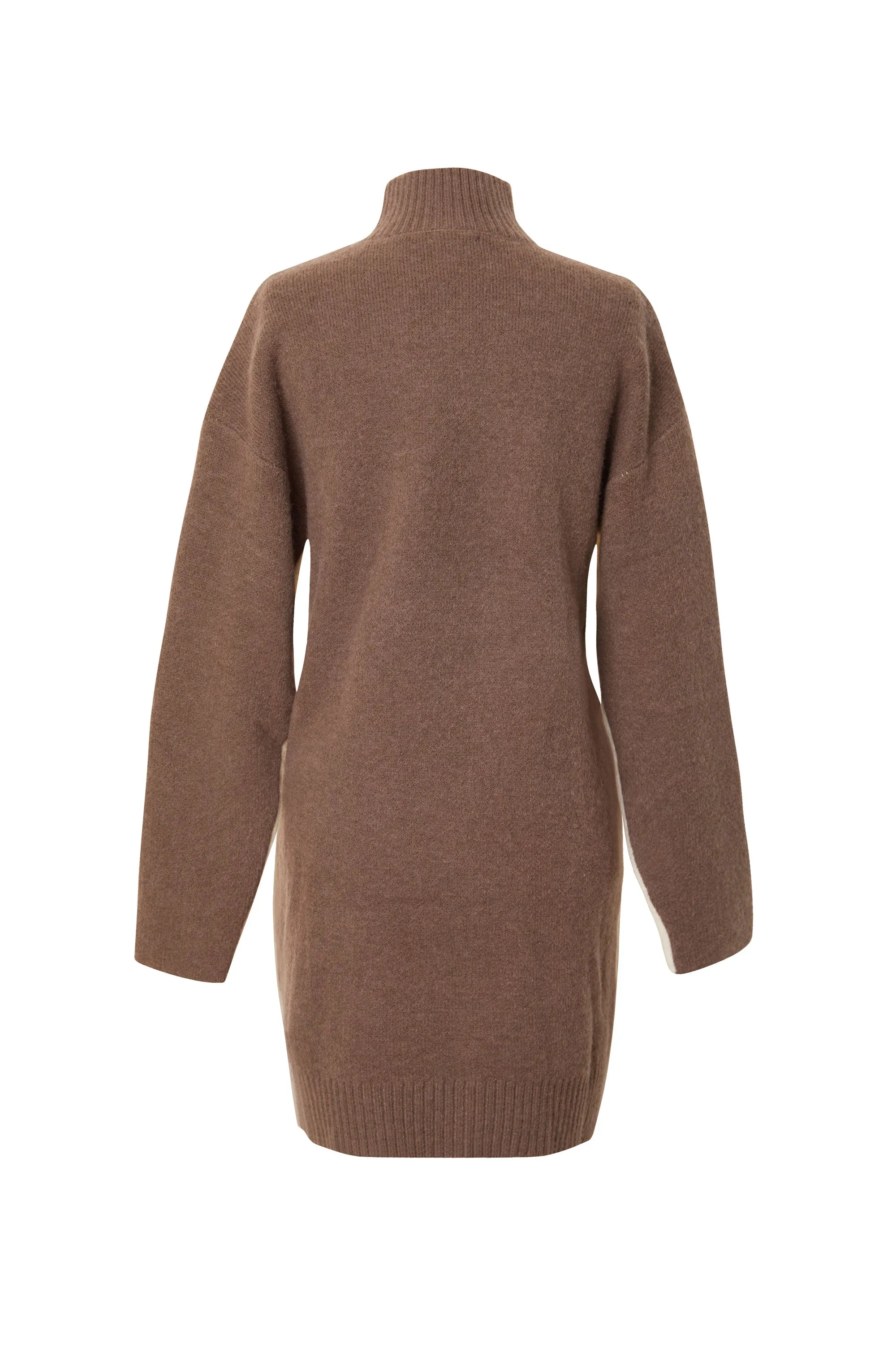 Jody Two-Toned Ivory and Brown Sweater Dress