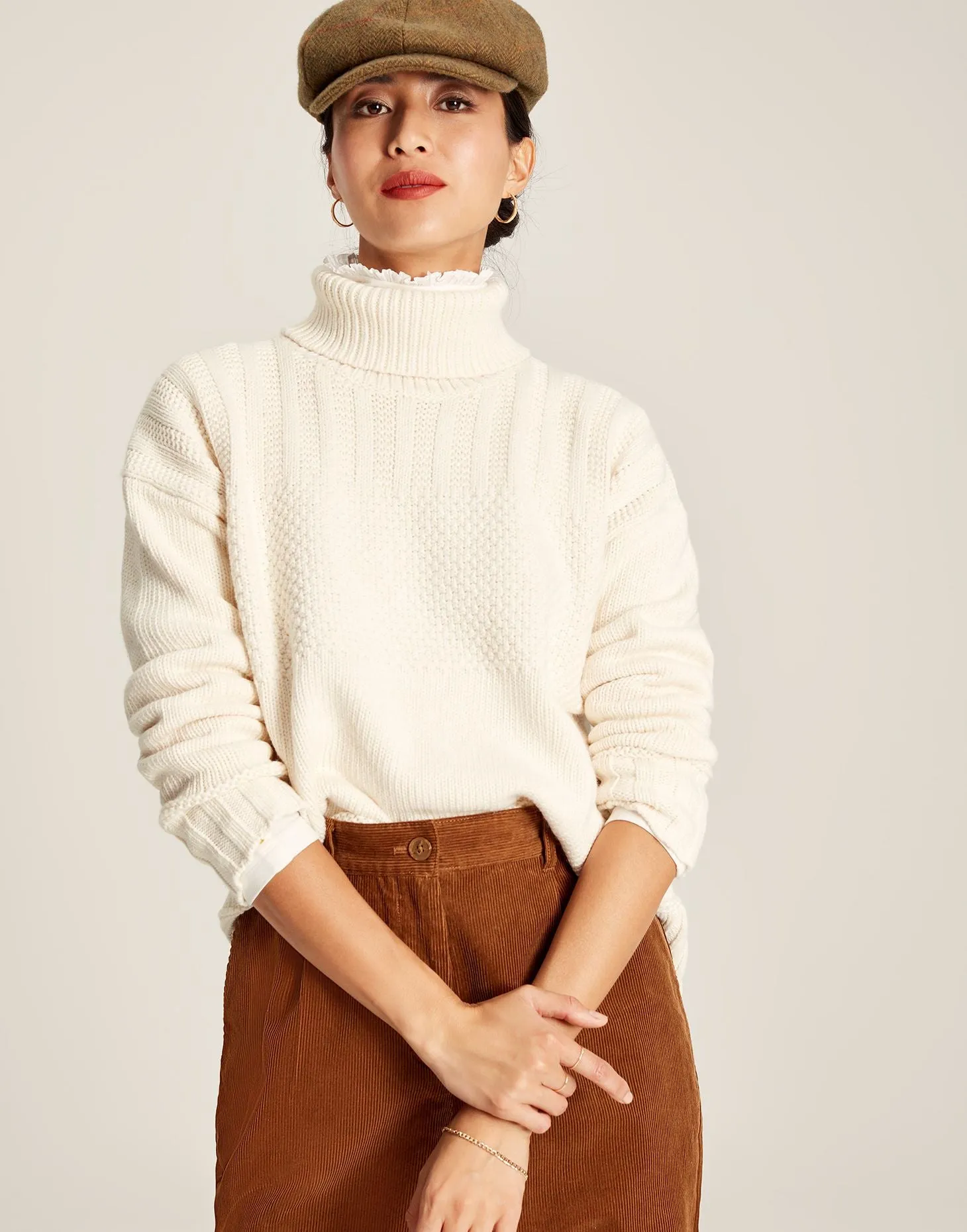 Joyce Roll Neck Jumper - Buttermilk