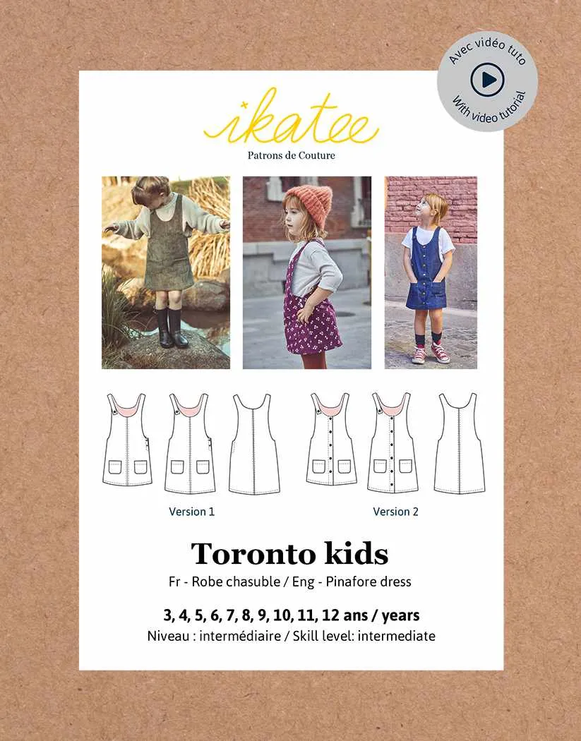 Kid's Toronto Pinafore Dress Sewing Pattern (3y - 12y), Ikatee