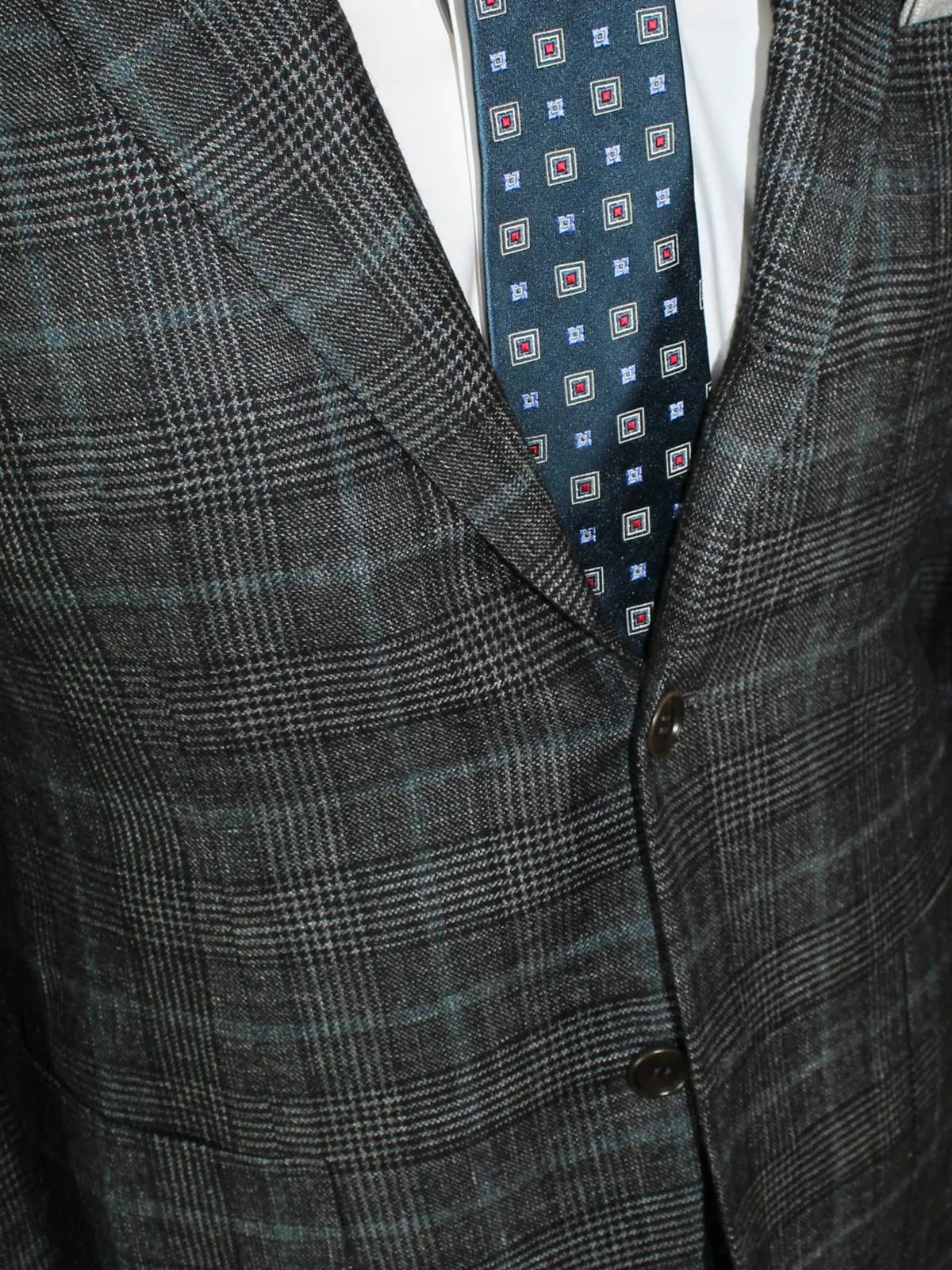 Kiton Cashmere Sport Coat Gray Black Blue Check Plaid Blazer EUR 50 - US 40 C SALE