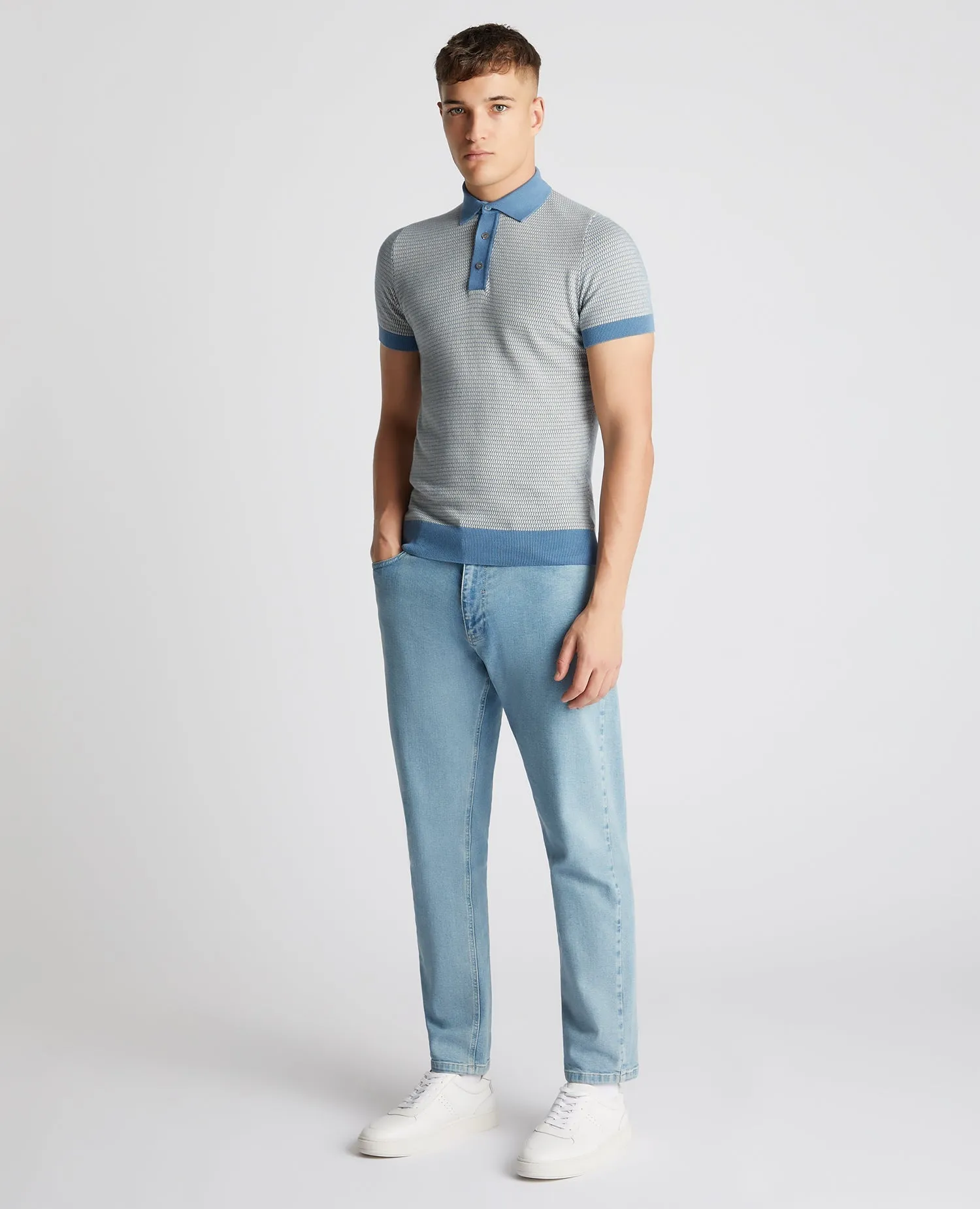 Knitted Cotton Short-Sleeve Polo