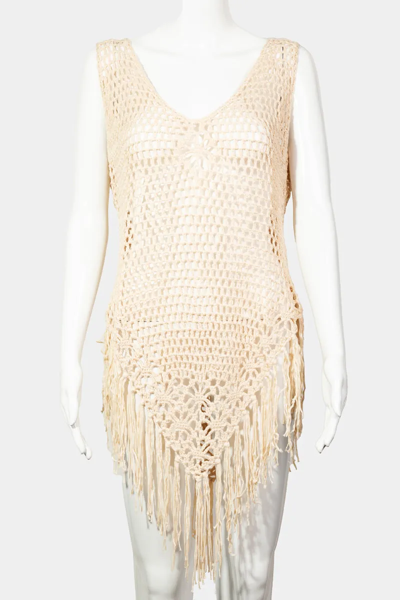 Knitted Fringe Hem Cover Up