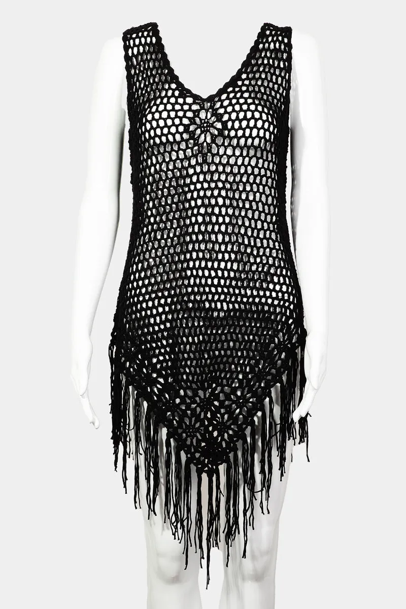 Knitted Fringe Hem Cover Up