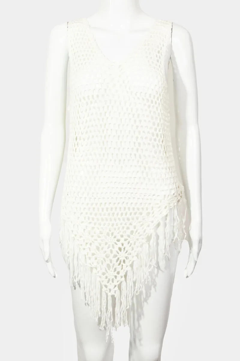 Knitted Fringe Hem Cover Up