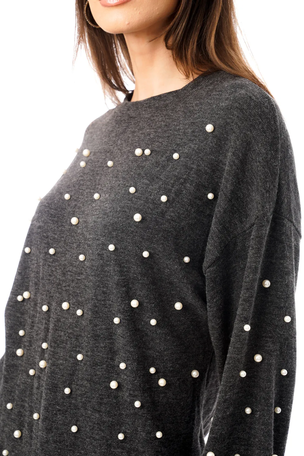 Knitted Jumper Top with Pearl