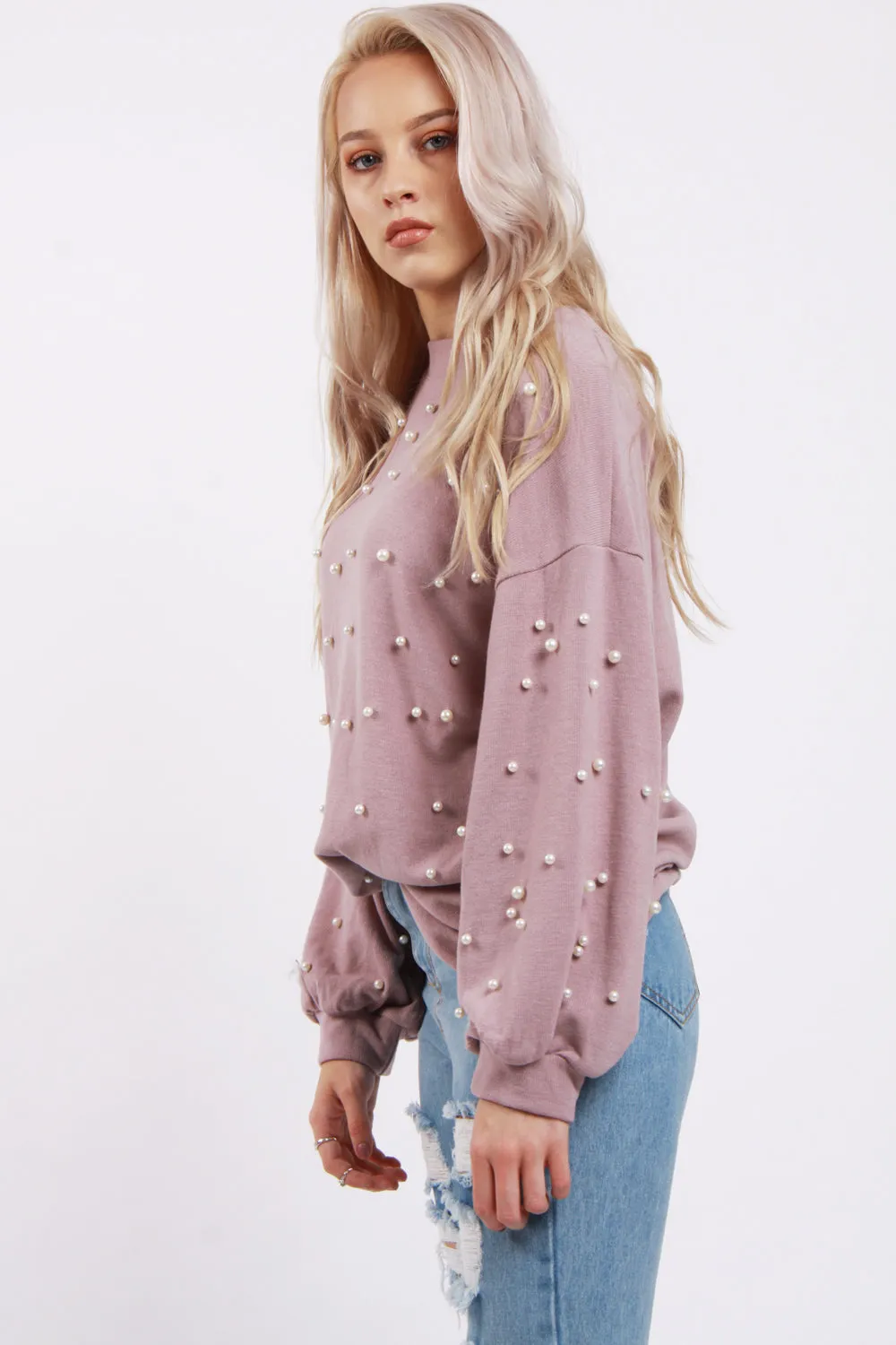 Knitted Jumper Top with Pearl