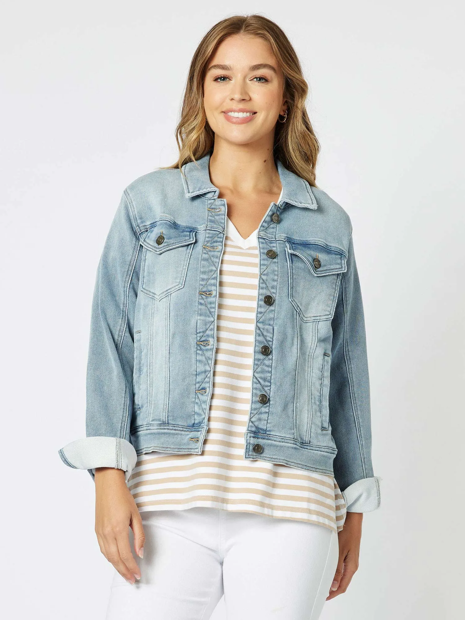 Knitted Stretch Denim Jacket - Denim