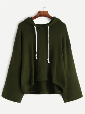 Ladies retro wide sleeve oversize hoodie sweater